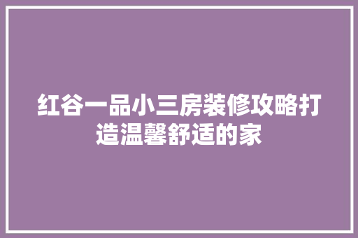 红谷一品小三房装修攻略打造温馨舒适的家