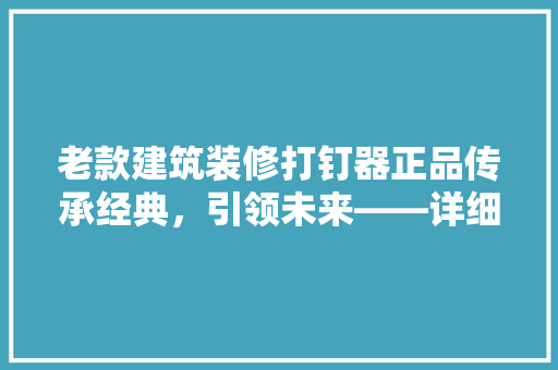 老款建筑装修打钉器正品传承经典，引领未来——详细其魅力与价值