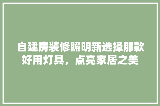 自建房装修照明新选择那款好用灯具，点亮家居之美