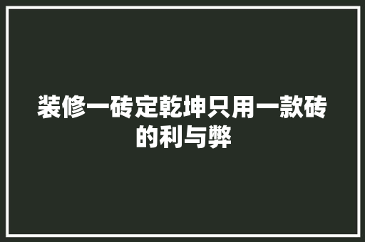 装修一砖定乾坤只用一款砖的利与弊