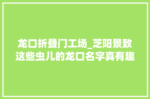 龙口折叠门工场_芝阳景致这些虫儿的龙口名字真有趣下