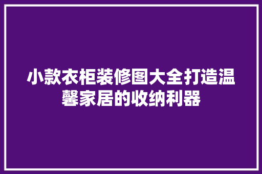 小款衣柜装修图大全打造温馨家居的收纳利器