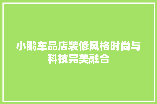 小鹏车品店装修风格时尚与科技完美融合