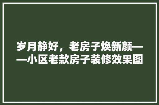 岁月静好，老房子焕新颜——小区老款房子装修效果图赏析