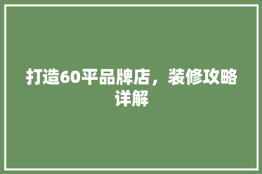 打造60平品牌店，装修攻略详解