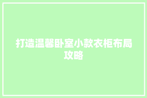 打造温馨卧室小款衣柜布局攻略