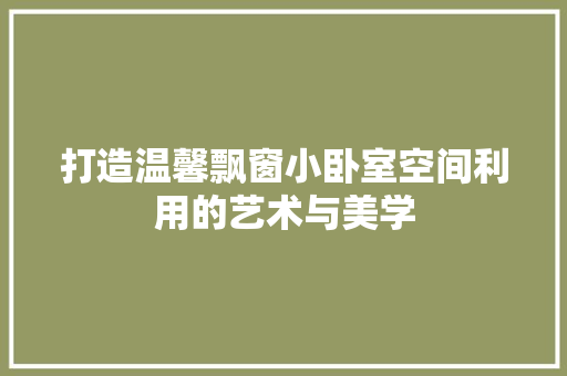 打造温馨飘窗小卧室空间利用的艺术与美学