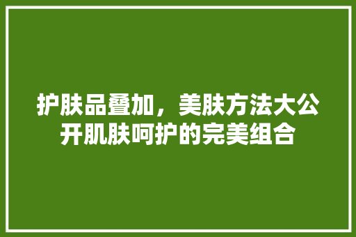 护肤品叠加，美肤方法大公开肌肤呵护的完美组合