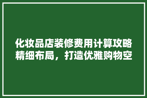 化妆品店装修费用计算攻略精细布局，打造优雅购物空间