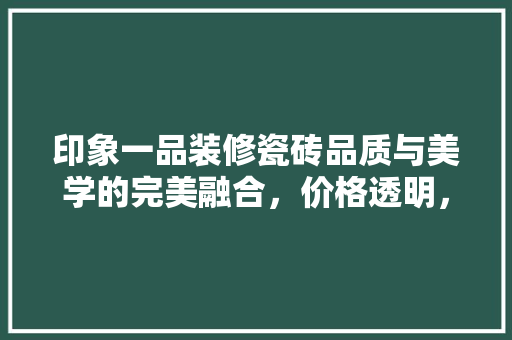 印象一品装修瓷砖品质与美学的完美融合，价格透明，物超所值