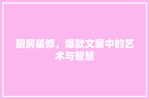 厨房装修，爆款文案中的艺术与智慧