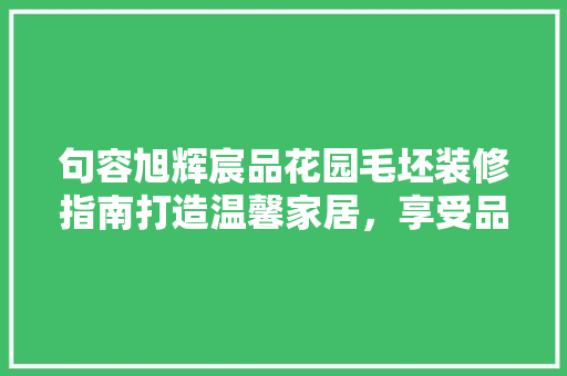 句容旭辉宸品花园毛坯装修指南打造温馨家居，享受品质生活 塑钢门