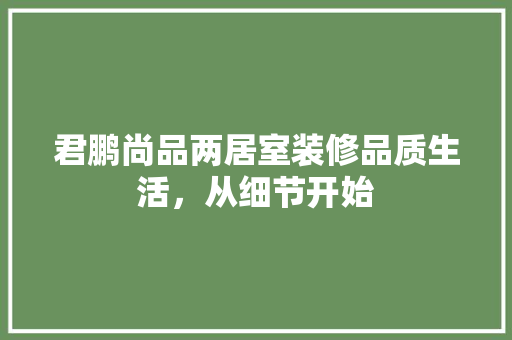 君鹏尚品两居室装修品质生活，从细节开始