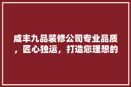 咸丰九品装修公司专业品质，匠心独运，打造您理想的家