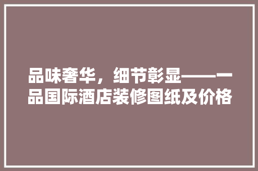 品味奢华，细节彰显——一品国际酒店装修图纸及价格讨论