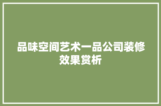 品味空间艺术一品公司装修效果赏析