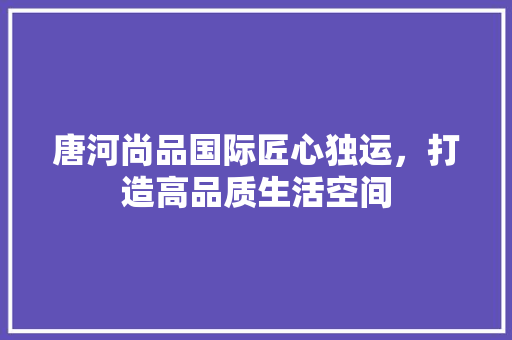 唐河尚品国际匠心独运，打造高品质生活空间