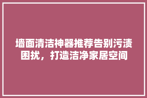 墙面清洁神器推荐告别污渍困扰，打造洁净家居空间