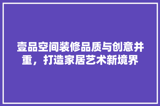 壹品空间装修品质与创意并重，打造家居艺术新境界
