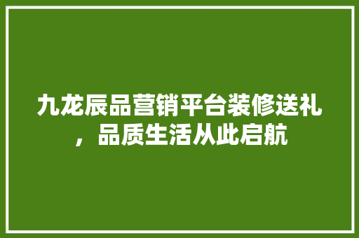 九龙辰品营销平台装修送礼，品质生活从此启航