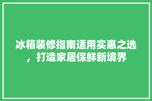 冰箱装修指南适用实惠之选，打造家居保鲜新境界