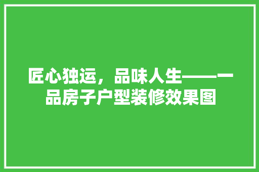 匠心独运，品味人生——一品房子户型装修效果图
