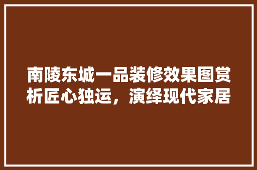 南陵东城一品装修效果图赏析匠心独运，演绎现代家居美学