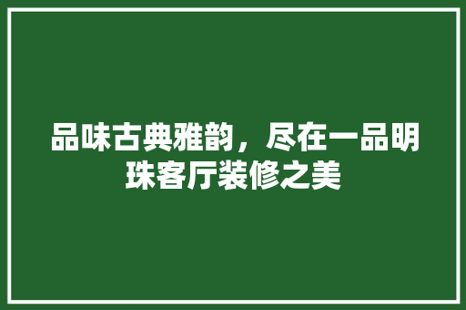 品味古典雅韵，尽在一品明珠客厅装修之美