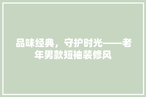 品味经典，守护时光——老年男款短袖装修风