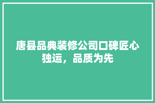 唐县品典装修公司口碑匠心独运，品质为先