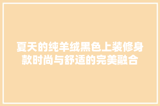夏天的纯羊绒黑色上装修身款时尚与舒适的完美融合