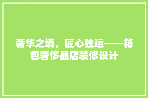 奢华之境，匠心独运——箱包奢侈品店装修设计