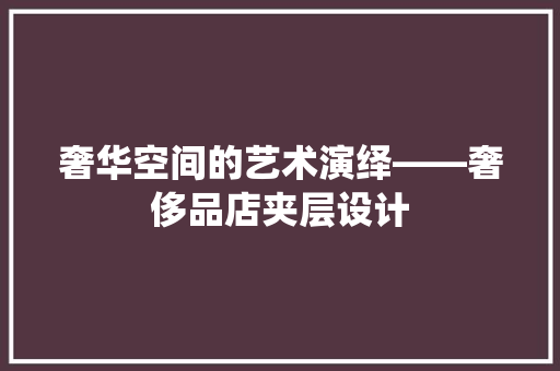 奢华空间的艺术演绎——奢侈品店夹层设计