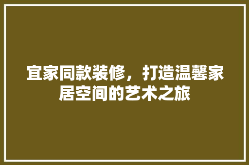 宜家同款装修，打造温馨家居空间的艺术之旅