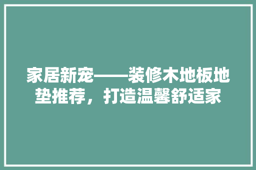 家居新宠——装修木地板地垫推荐，打造温馨舒适家