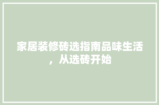 家居装修砖选指南品味生活，从选砖开始