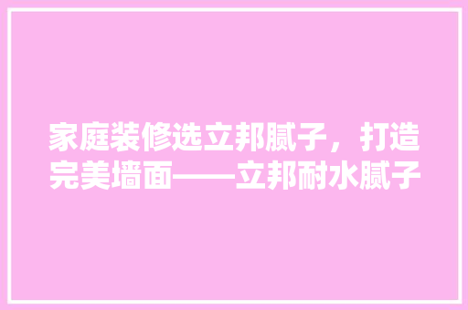 家庭装修选立邦腻子，打造完美墙面——立邦耐水腻子引领家居时尚