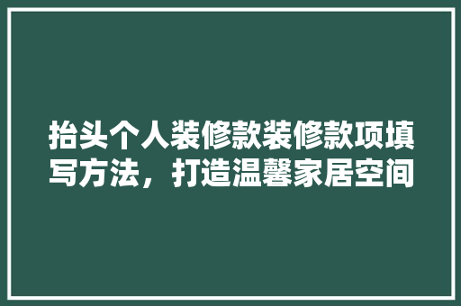 抬头个人装修款装修款项填写方法，打造温馨家居空间