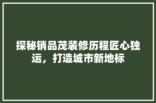 探秘销品茂装修历程匠心独运，打造城市新地标