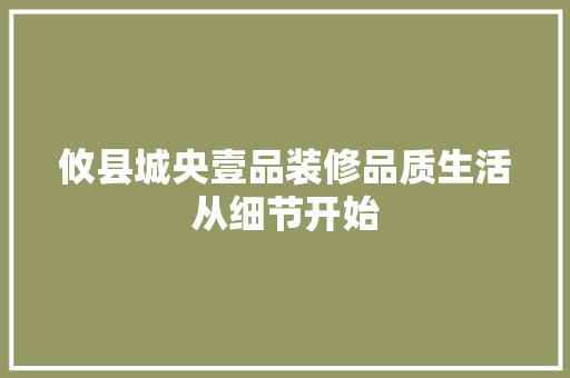 攸县城央壹品装修品质生活从细节开始
