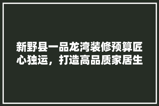 新野县一品龙湾装修预算匠心独运，打造高品质家居生活 铝合金门