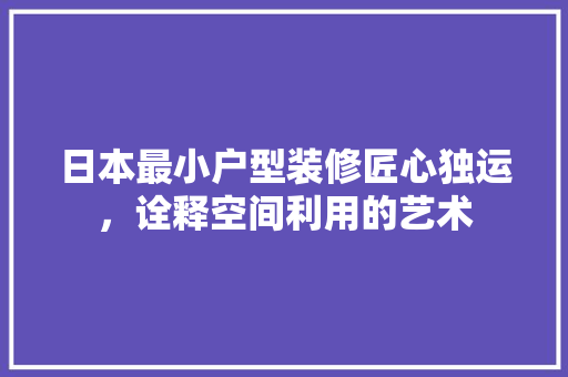 日本最小户型装修匠心独运，诠释空间利用的艺术