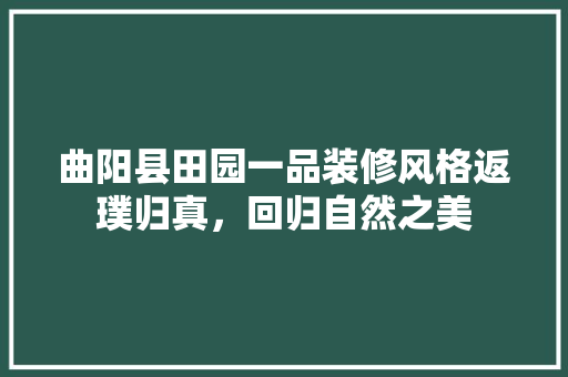 曲阳县田园一品装修风格返璞归真，回归自然之美