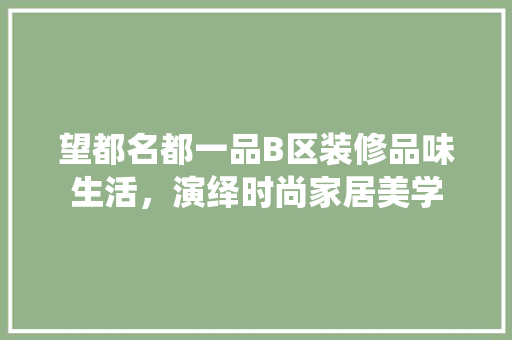 望都名都一品B区装修品味生活，演绎时尚家居美学