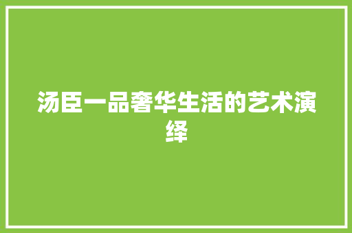 汤臣一品奢华生活的艺术演绎