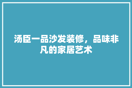 汤臣一品沙发装修，品味非凡的家居艺术