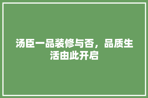 汤臣一品装修与否，品质生活由此开启