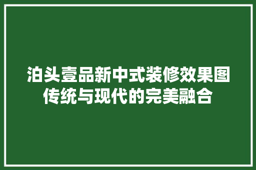 泊头壹品新中式装修效果图传统与现代的完美融合