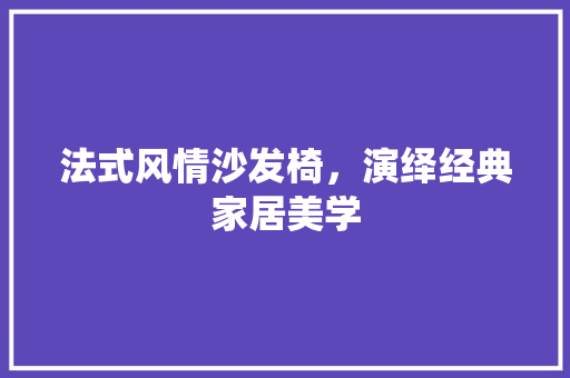 法式风情沙发椅，演绎经典家居美学