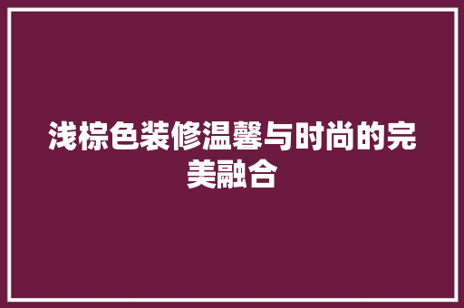 浅棕色装修温馨与时尚的完美融合